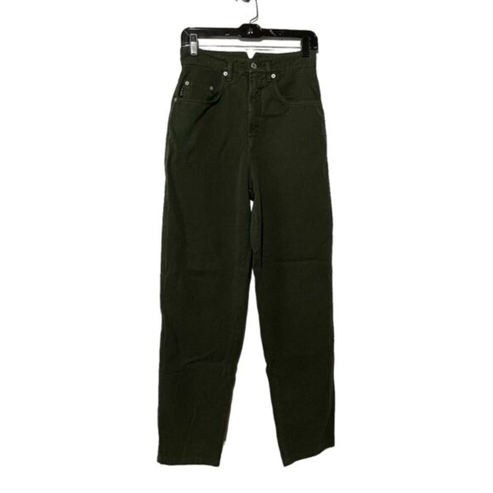 Karen Kane Notchback Jeans Women size 6 Green Wide Leg Tapered Ankle HipHop 90s‎